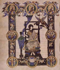 Meister des Evangeliums des Grimbald: Hl. Johannes, 11. Jh. (Pergament).