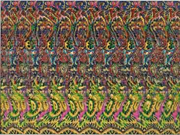 Tom Baccei aus den USA: Mouches volantes-artiges stereoskopisches Bild, aus: Das magische Auge.