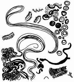 Zeichnung einer Sequenz aus der Yajé-Vision eines Tukano